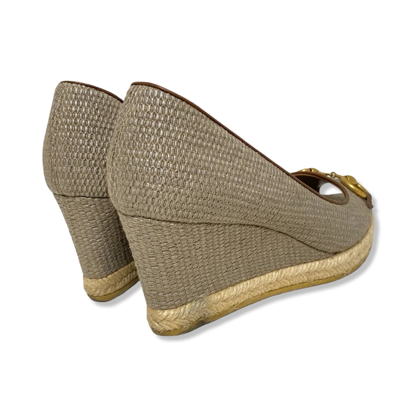 Pre-Owned Gucci Charlotte Horsebit Wedge Pumps - Size 36.5 - G1168
