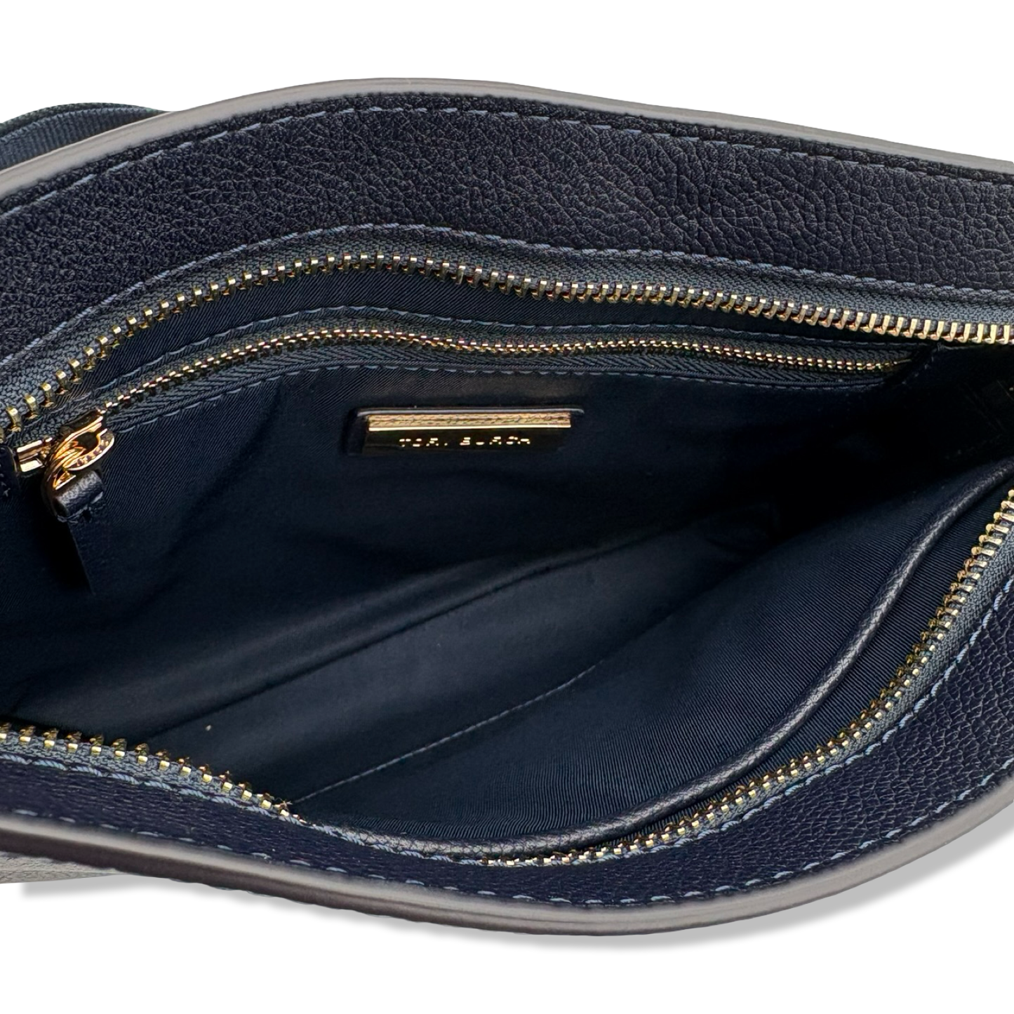 Pre-Owned Tory Burch Blake Swingpack Pebbled Leather Crossbody (Tory Navy)