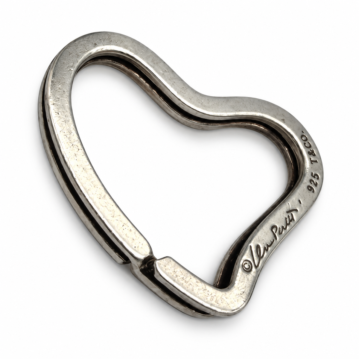 Pre-Owned Tiffany & Co Sterling Silver Open Heart Shaped Key Ring - TIF1070