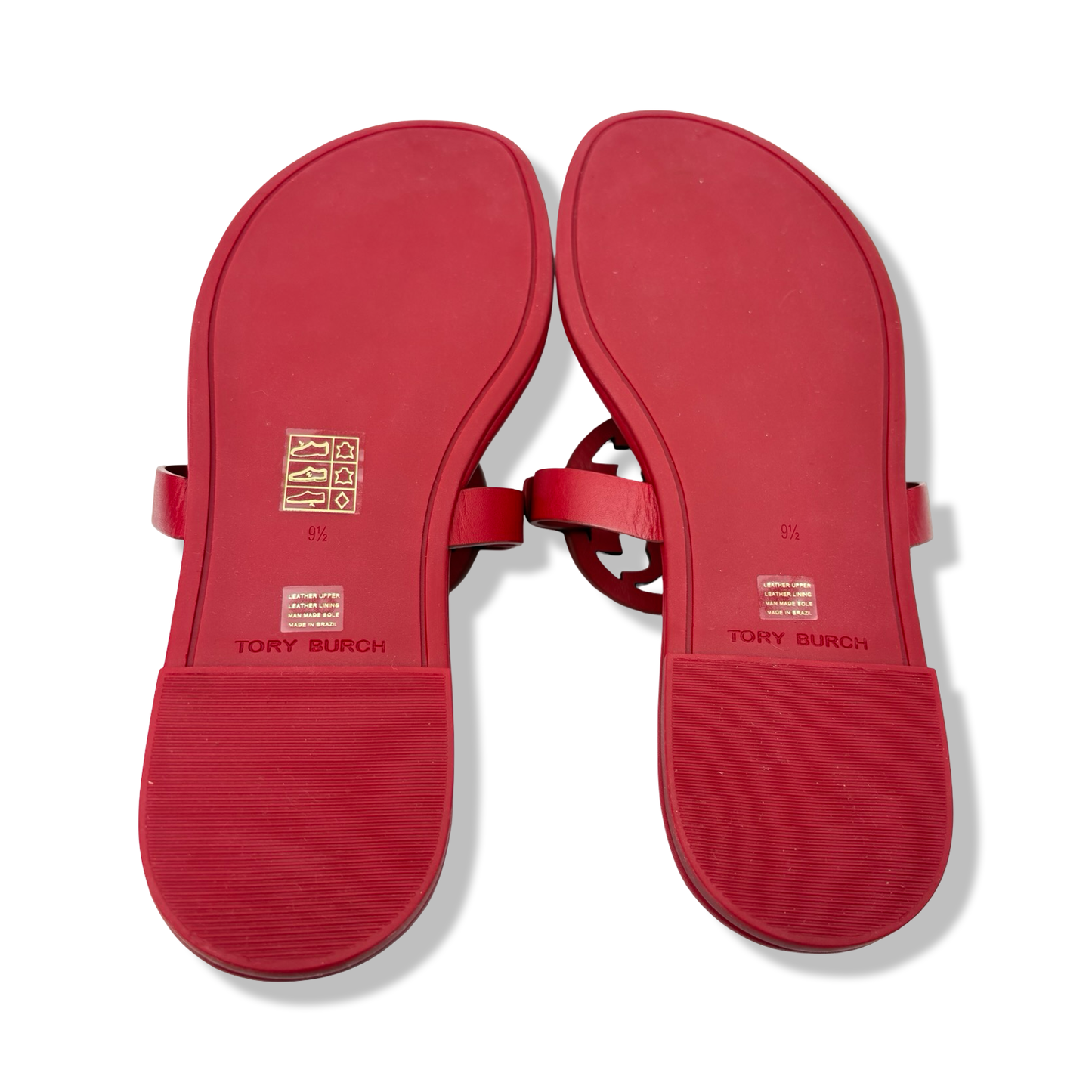 Pre-Owned Tory Burch Women's Miller Calf Leather Sandals Tory Red