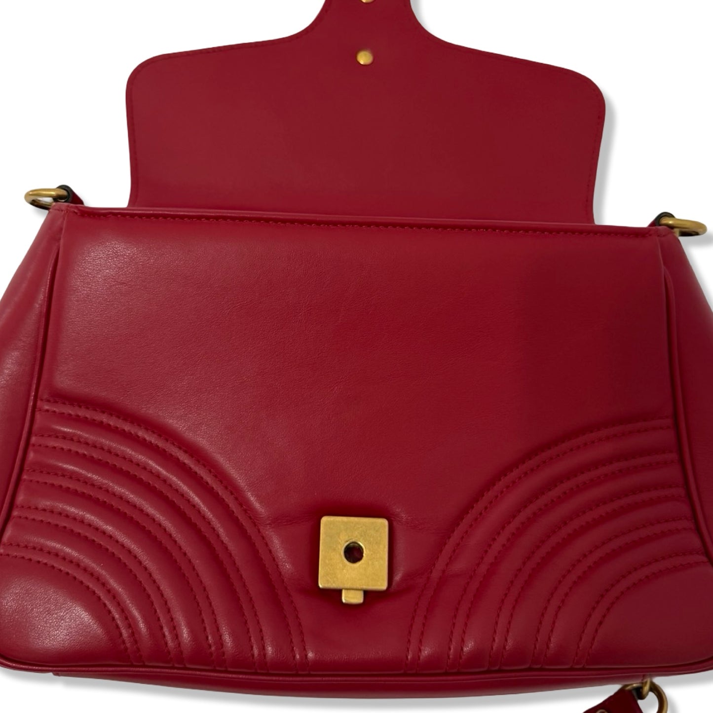 Pre-Owned Gucci Leather Marmont Top Handle Flap Bag - G1095