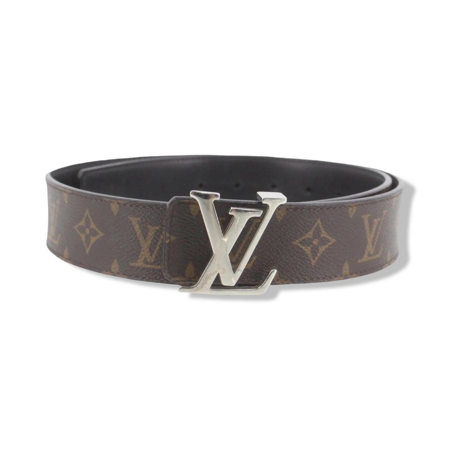 Pre-Owned Louis Vuitton Ceinture Initial Reversible Monogram Canvas and Black Leather Belt 40 mm - Size 85 cm - LV2040