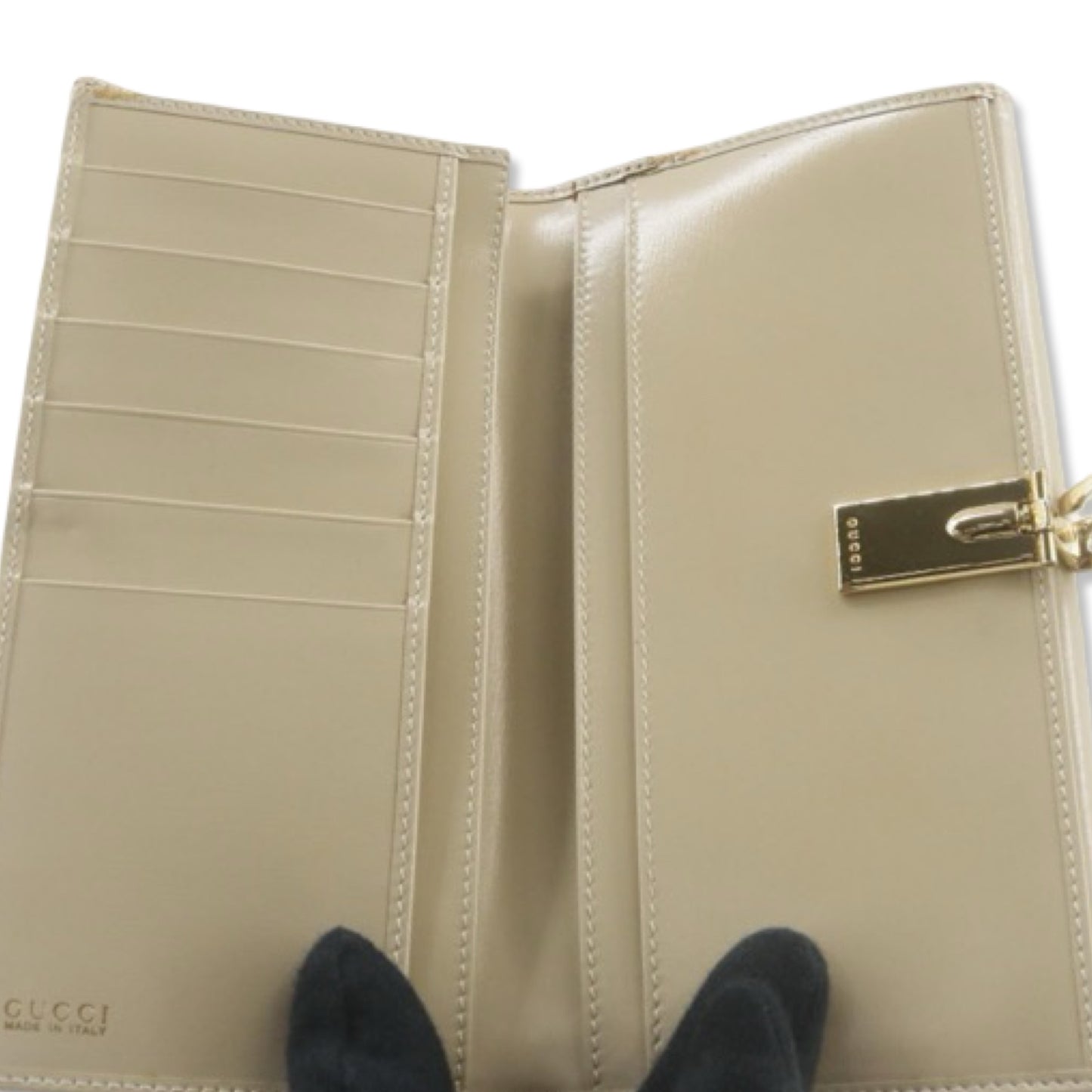 Pre-Owned Gucci Patent Leather Long Beige Wallet - G1099