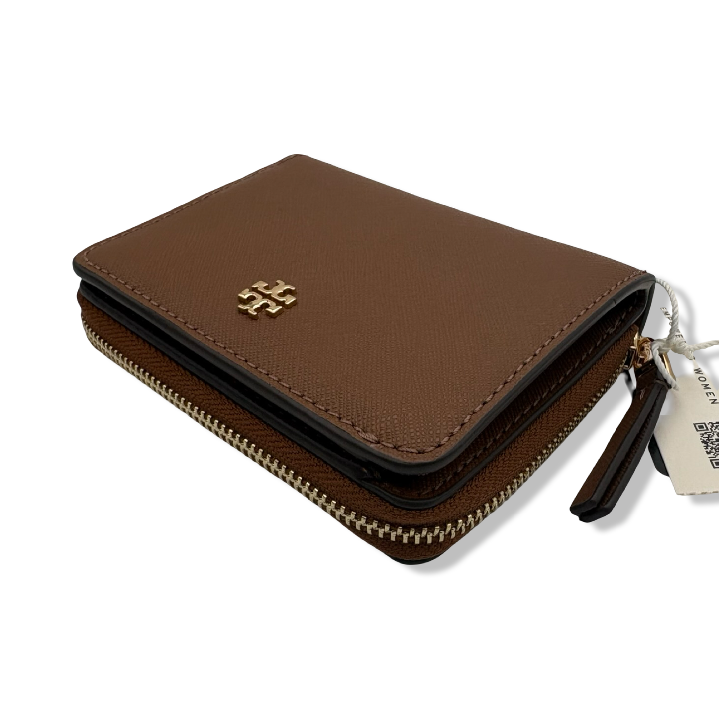 Pre-Owned Tory Burch Womens 147606 Saffiano Leather Emerson Zip Around Mini Wallet, (909 Moose) - B0C95GDQLS