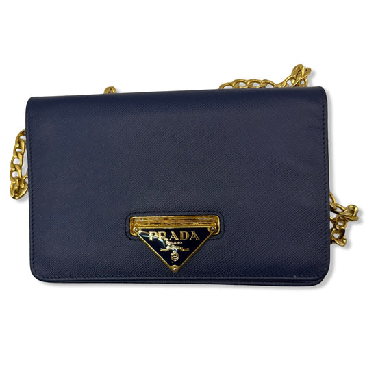 Pre-Owned Prada Saffiano Leather Wallet on Chain - P1029