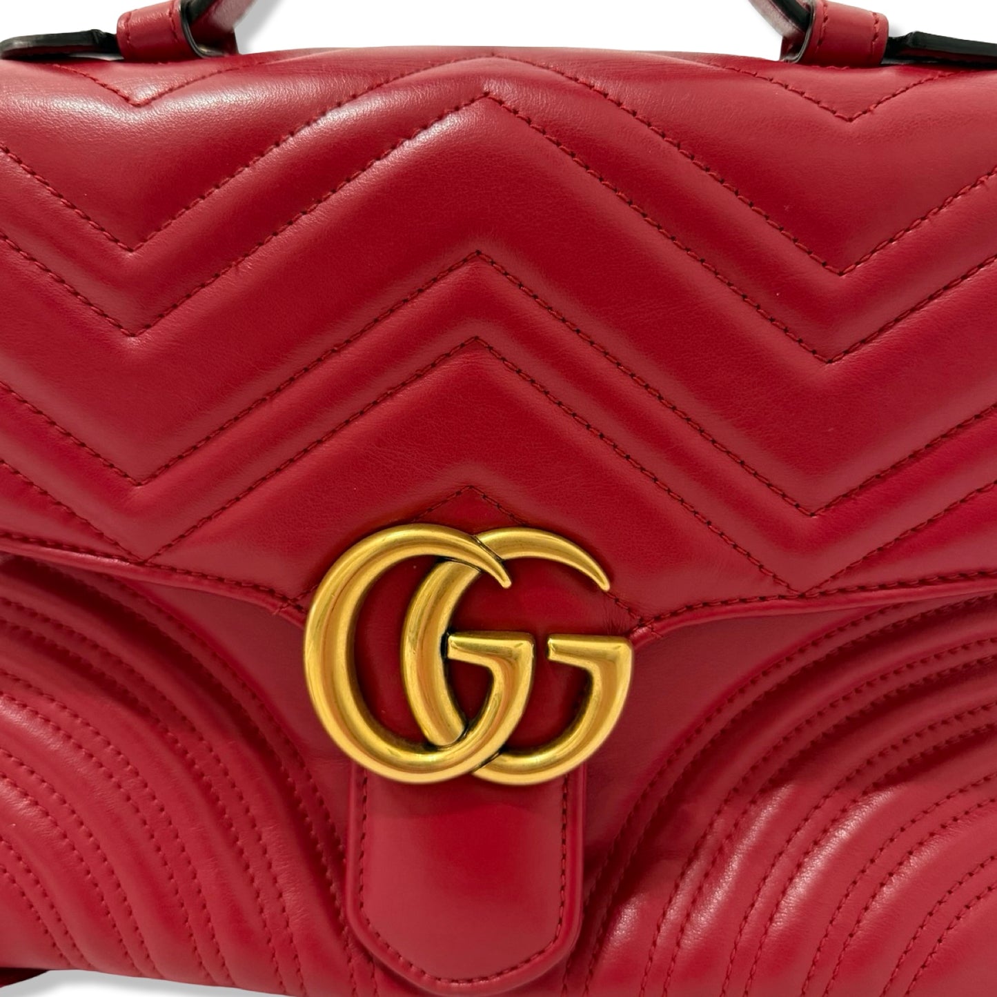 Pre-Owned Gucci Leather Marmont Top Handle Flap Bag - G1095