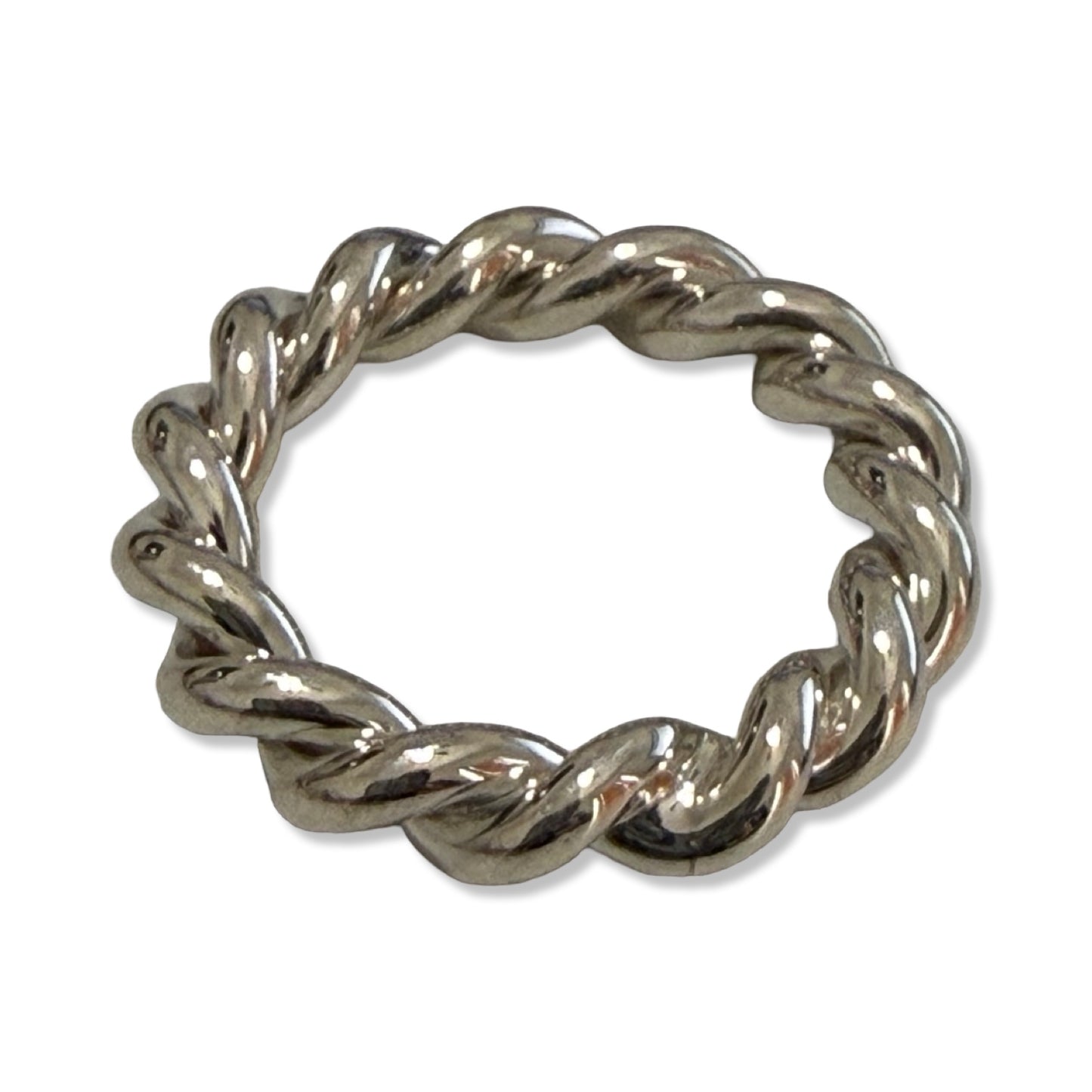 Pre-Owned Tiffany & Co Sterling Silver 4mm Twist Rope Ring - Size 5 - TIF1028