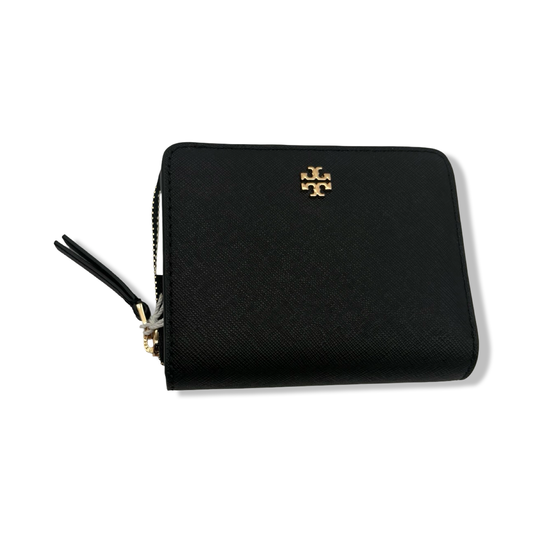 Pre-Owned Tory Burch Womens 147606 Saffiano Leather Emerson Zip Around Mini Wallet, (001 Black) - B0C95C2DF5