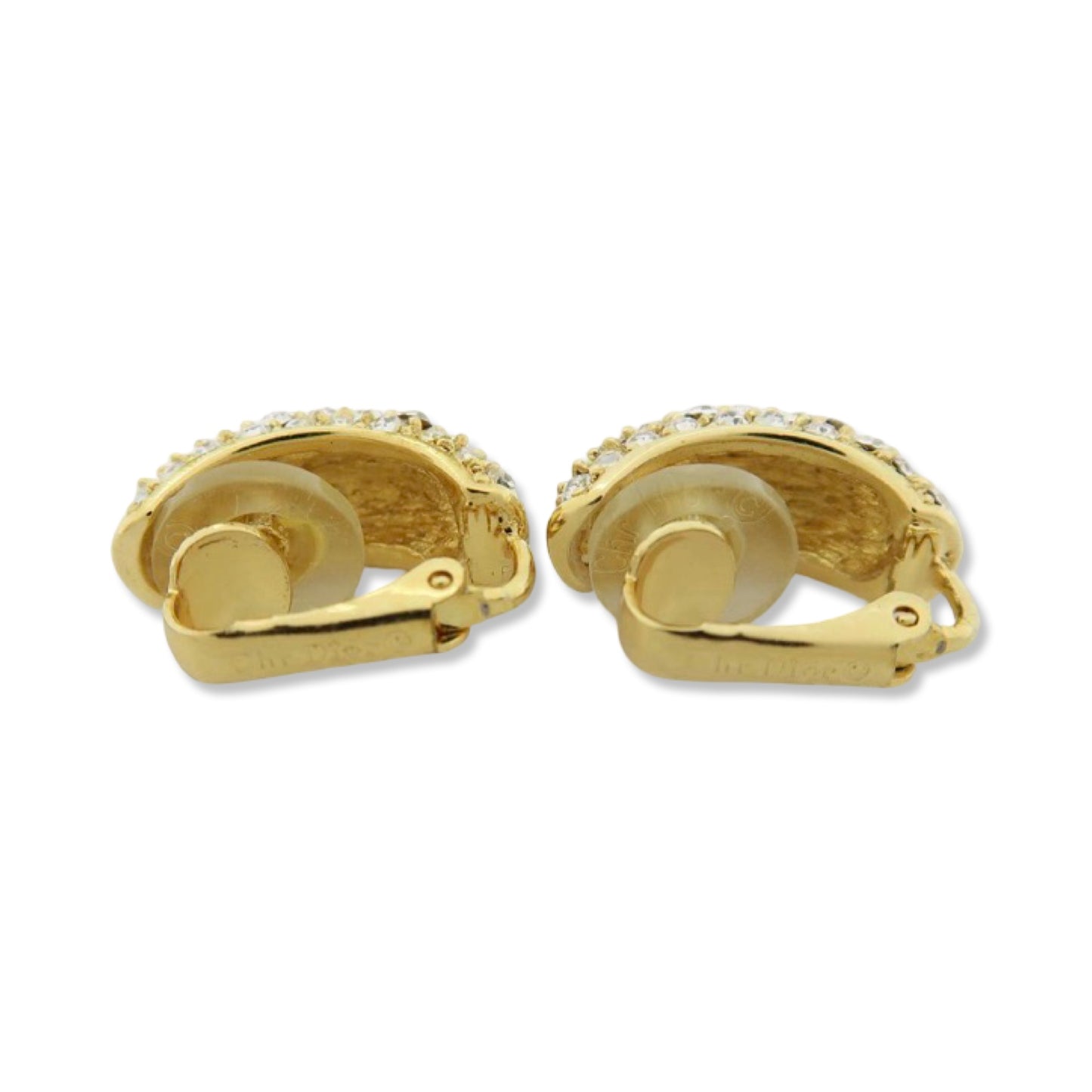 Pre-Owned Dior Clip on Earrings Gold Plated with Rhinestones - DIO1037