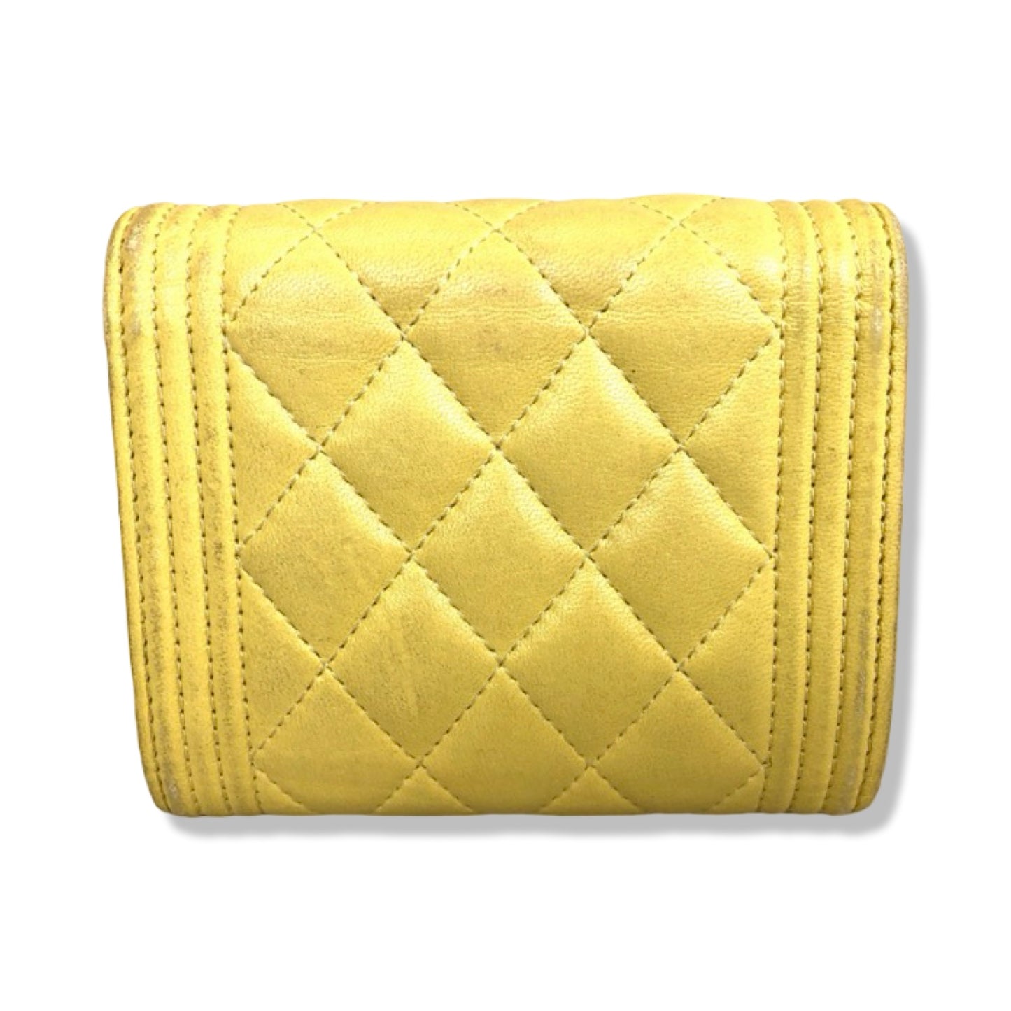 Pre-Owned Chanel Yellow Leather Boy Snap Wallet - 30 Series - CH1036