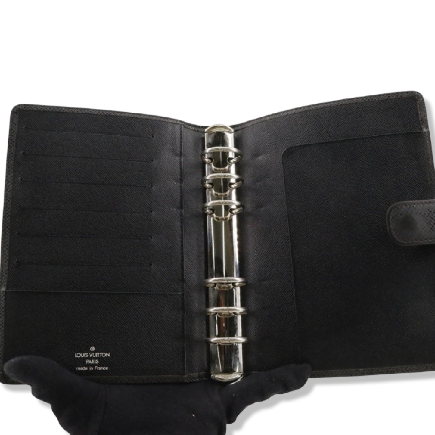 Pre-Owned Louis Vuitton Taiga Leather Black Medium Ring Agenda - LV1459