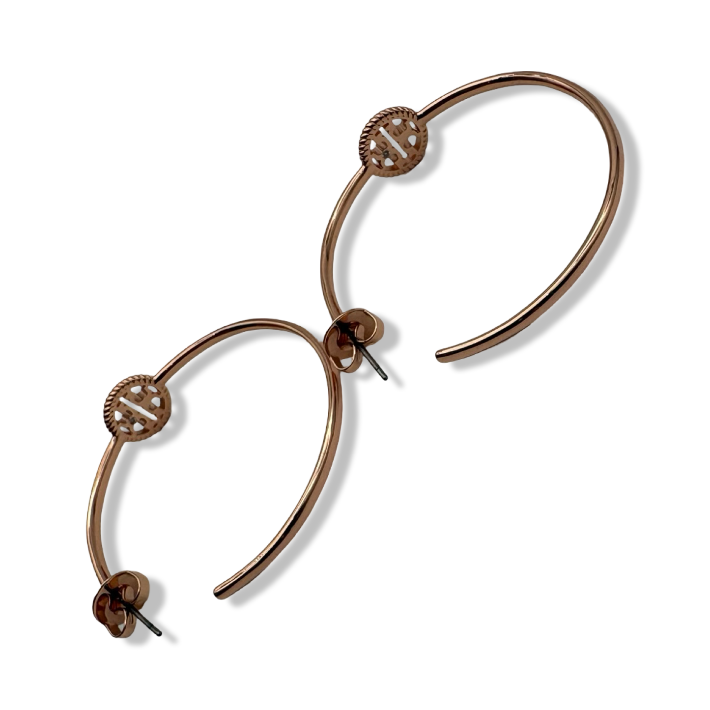 Pre-Owned Tory Burch Women's Rope Logo Hoop Earrings (Rose Gold) - B0CNS54LGP