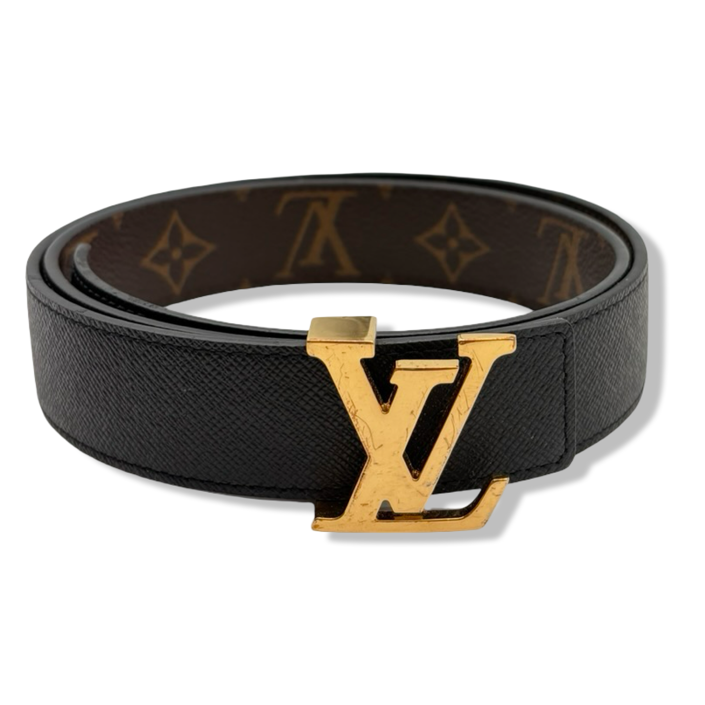Pre-Owned Louis Vuitton Monogram Canvas and Black Reversible Leather Belt - Size 80 - LV2008