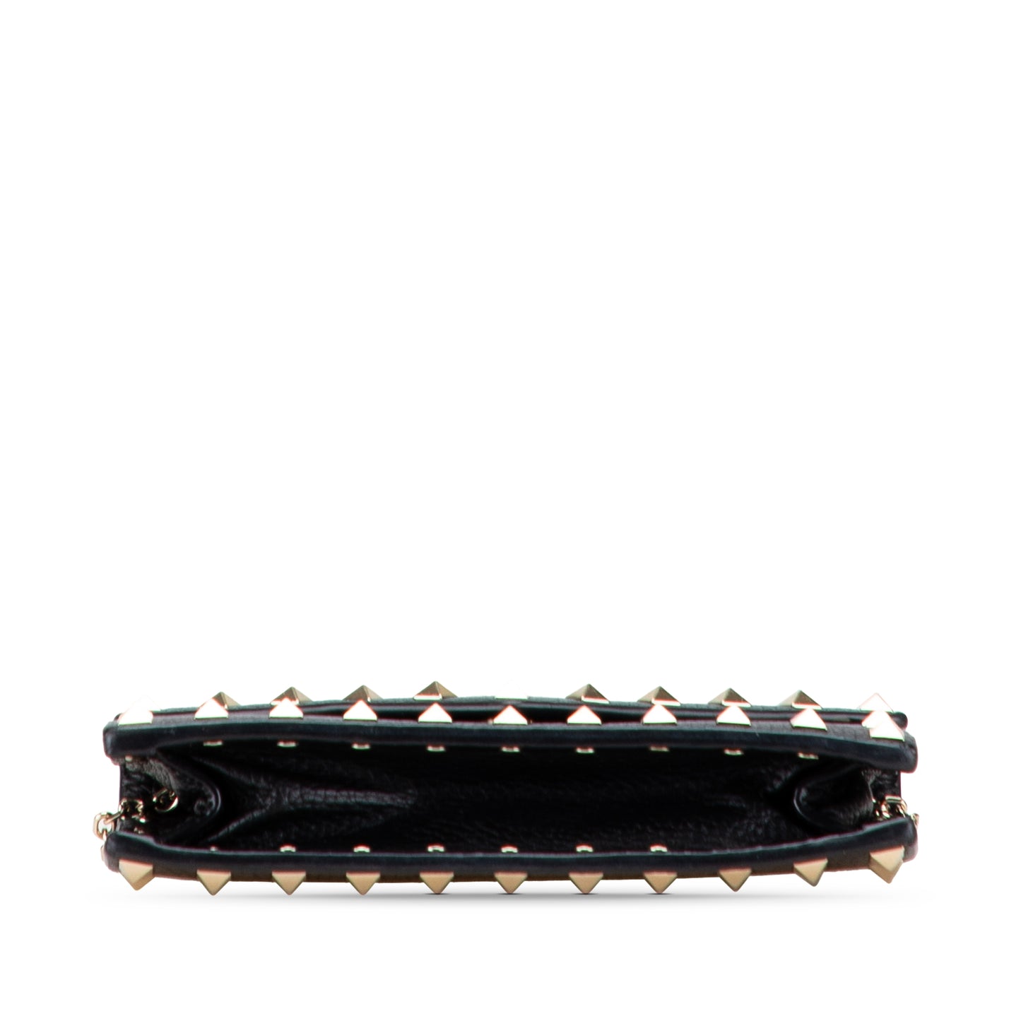 Pre-Owned Valentino Pebbled Calfskin Rockstud Envelope Wallet on Chain - VAL1001