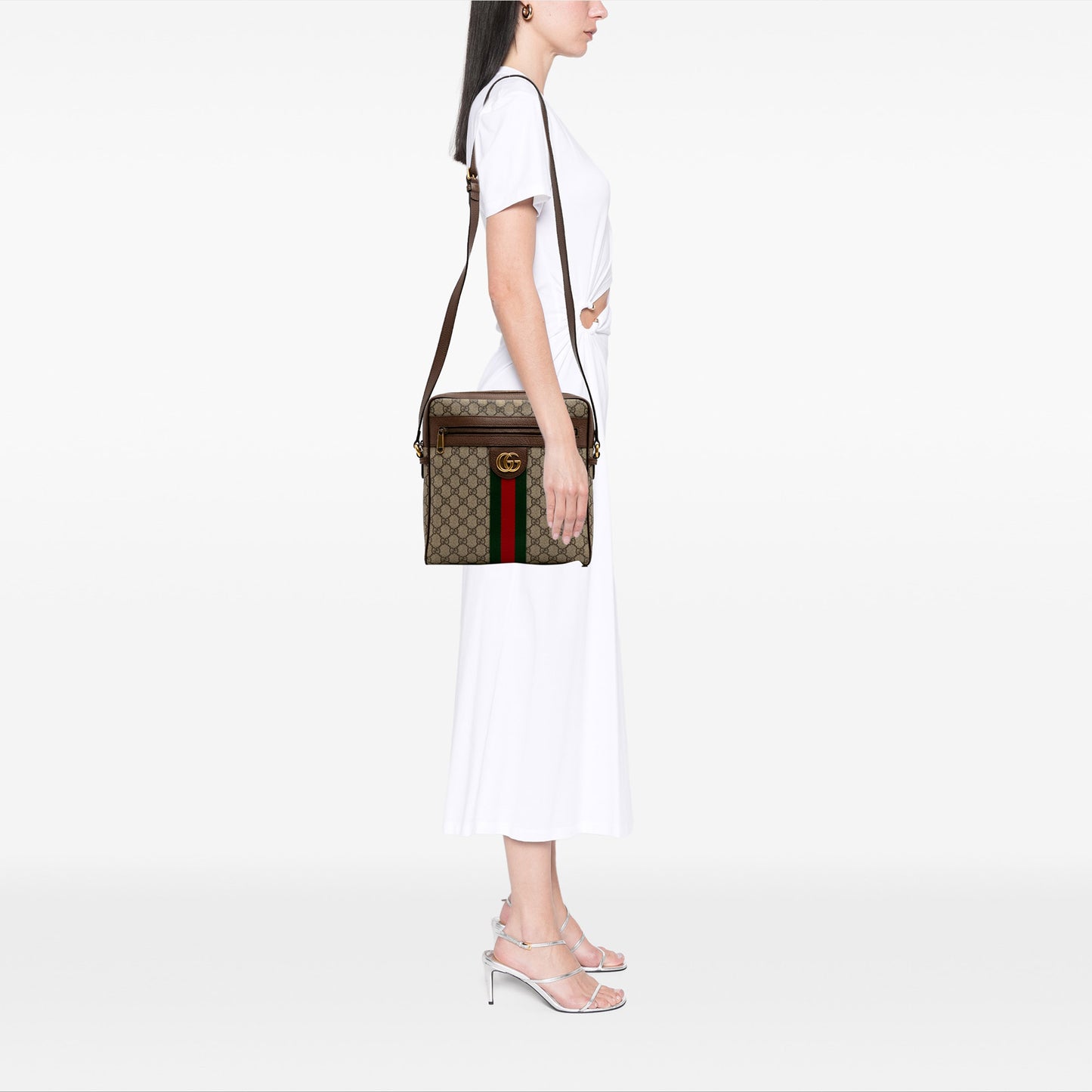 Pre-Owned Gucci Medium GG Supreme Canvas Ophidia Crossbody - G1069