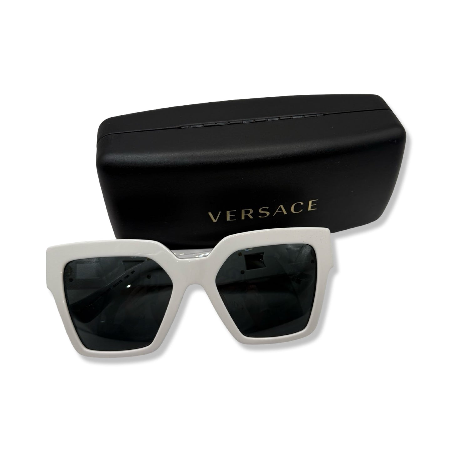 Pre-Owned Versace White Frame Sunglasses with Gold Accents - VER1002