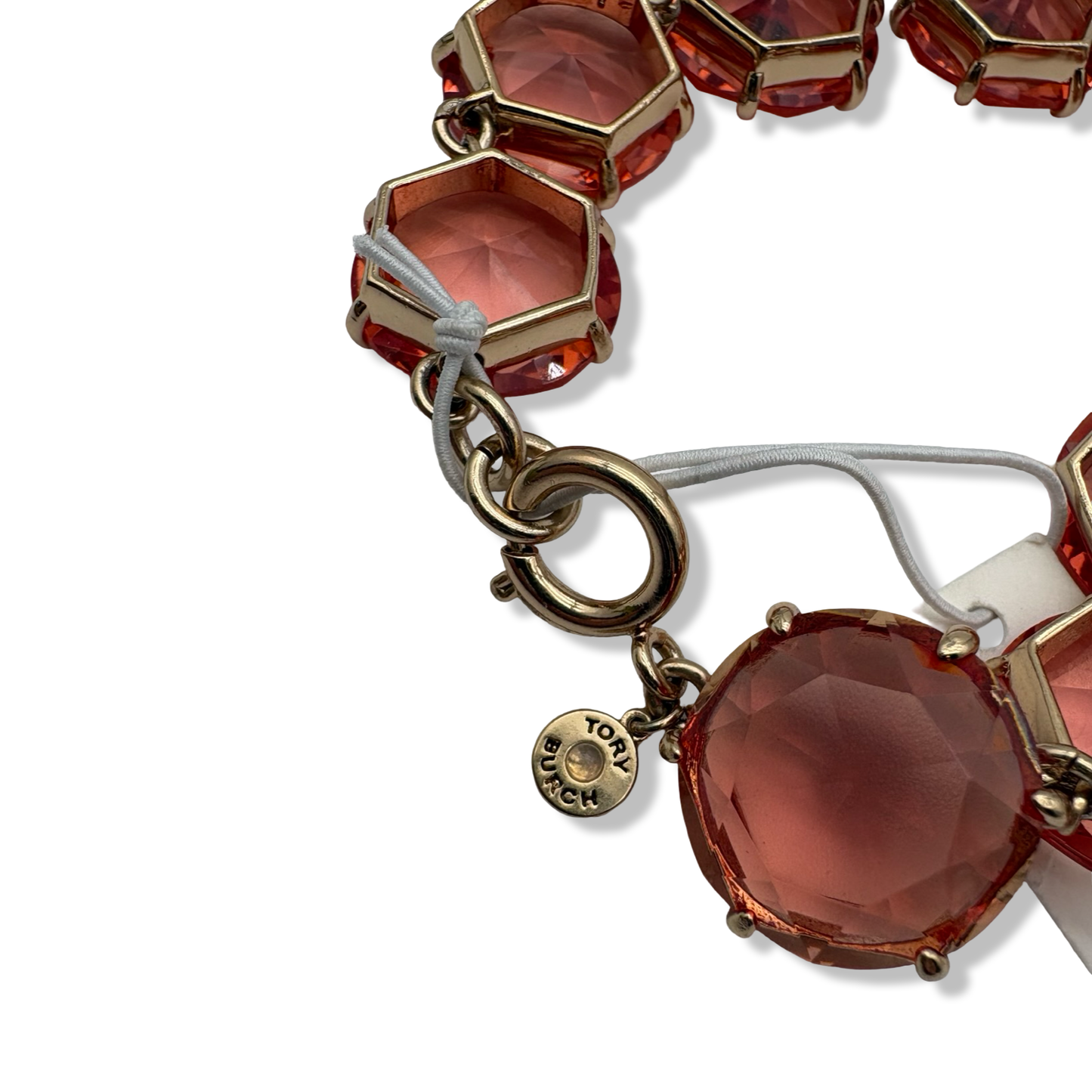 Pre-Owned Tory Burch Logo Crystal Short Choker Necklace (Red Clear) - B0FNG7TJDV