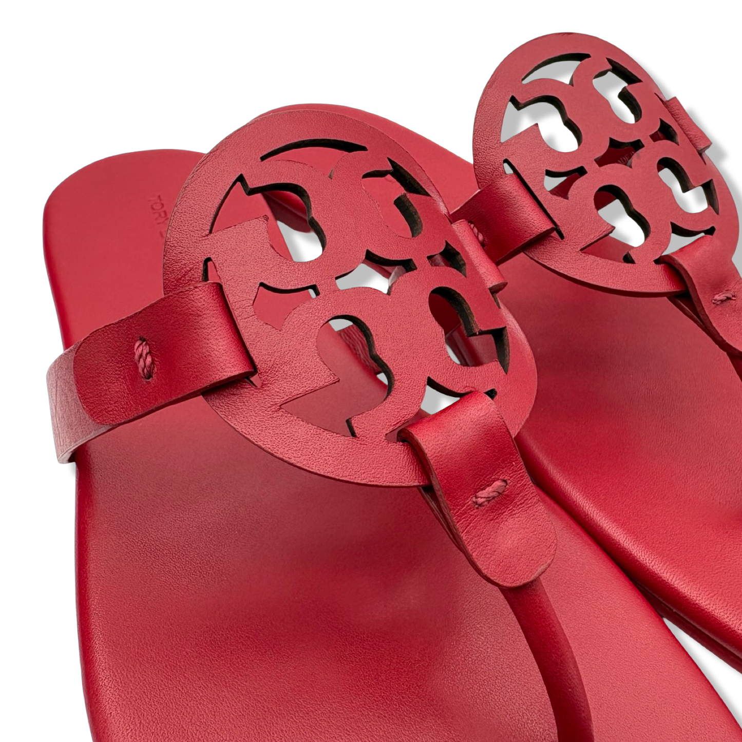 Pre-Owned Tory Burch Women's Miller Calf Leather Sandals Tory Red