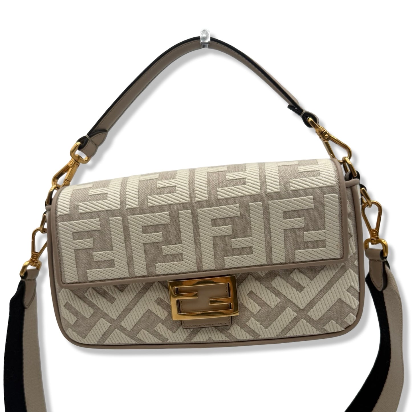 Pre-Owned Fendi Canvas Vitello King FF Embroidered Baguette - FEN1032