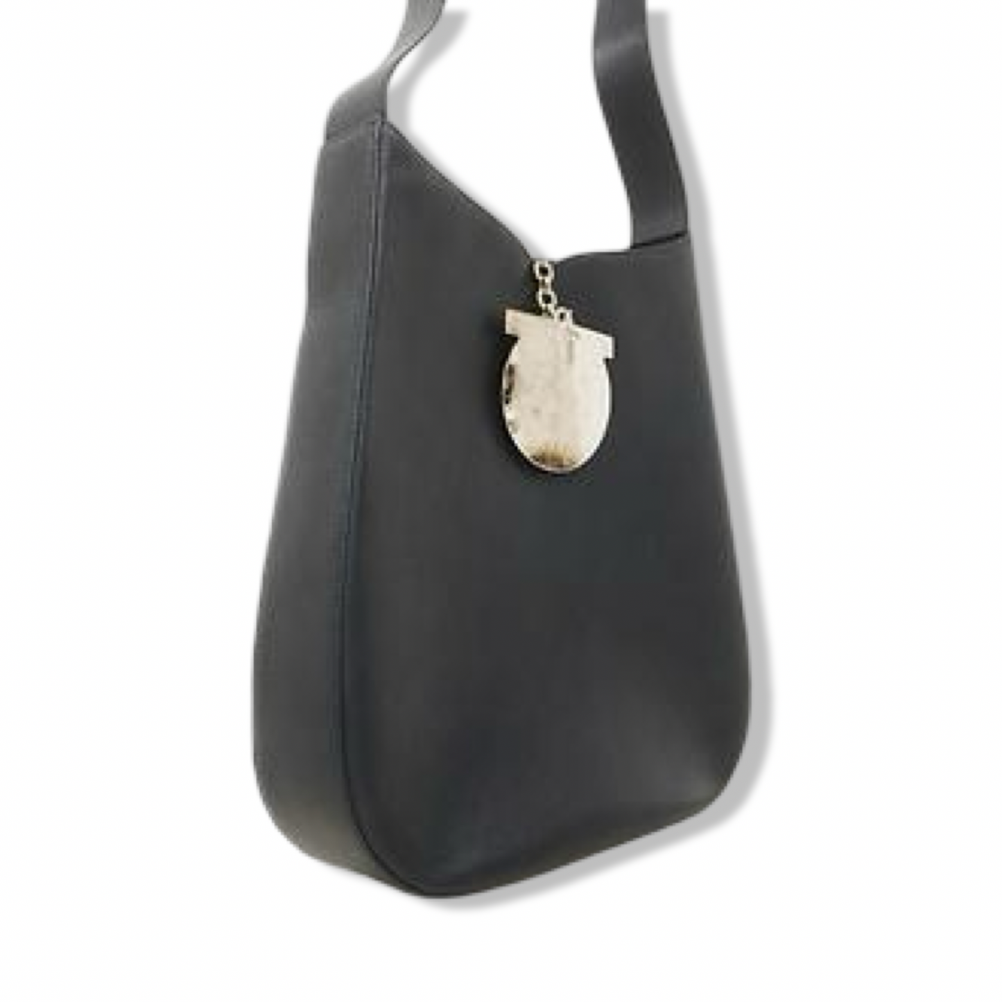 Pre-Owned Salvatore Ferragamo Gancini Leather Shoulder Bag - Navy - FER1008