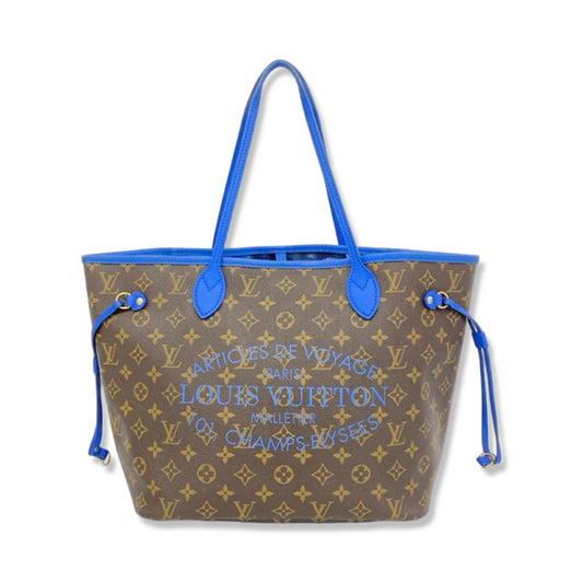 Pre-Owned Louis Vuitton Monogram Articles de Voyage Ikat Neverfull MM Grand Blue - LV1609