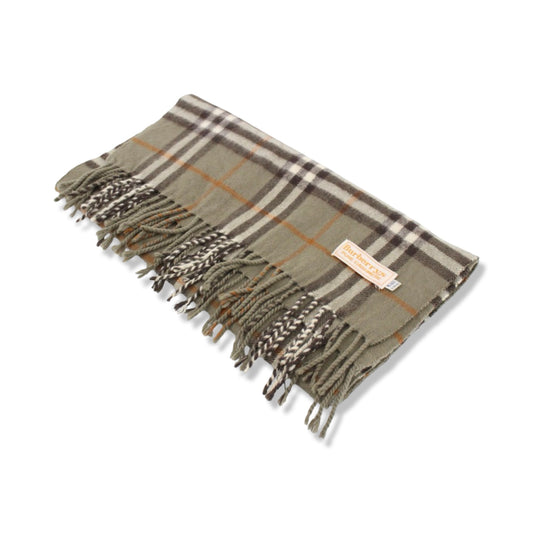 Pre-Owned Burberry Green Check Cashmere Scarf - BB1049