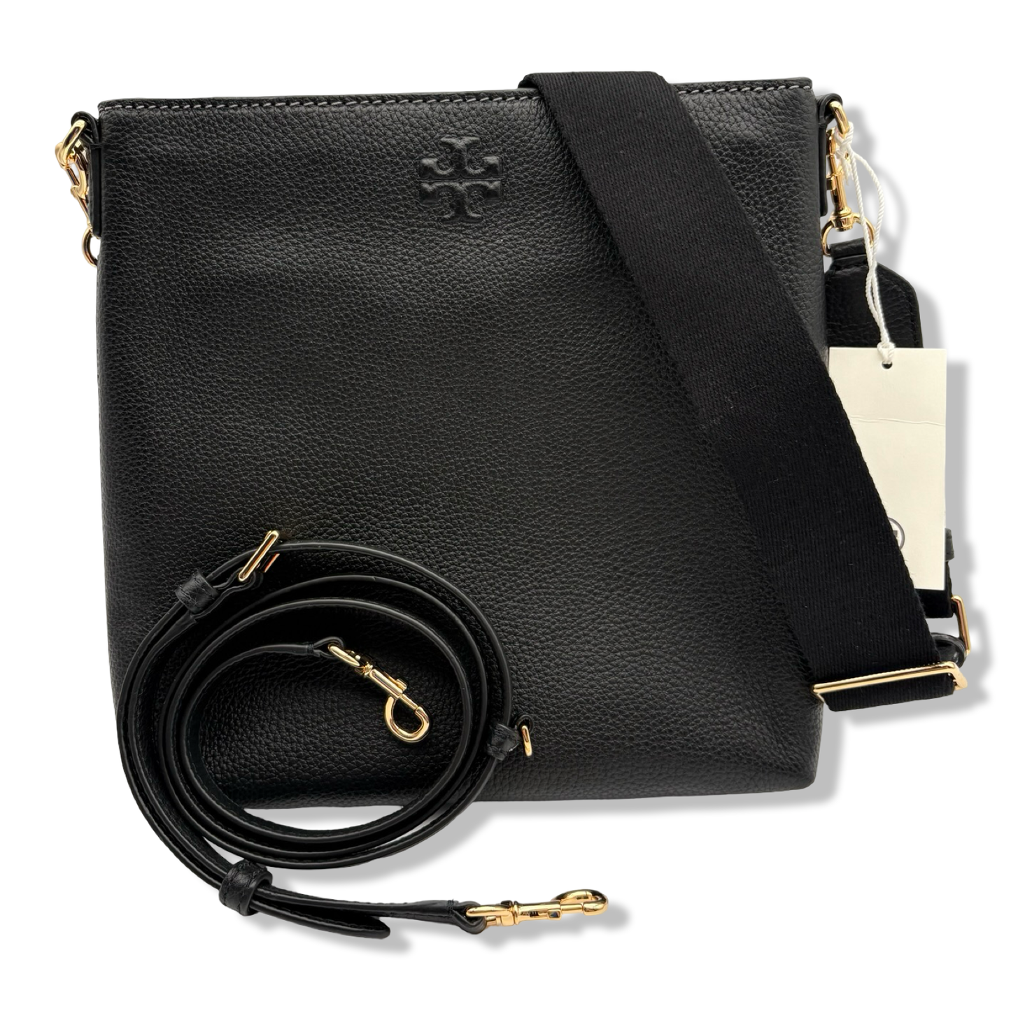 Pre-Owned Tory Burch Thea Swingpack Pebbled Leather Crossbody - Black