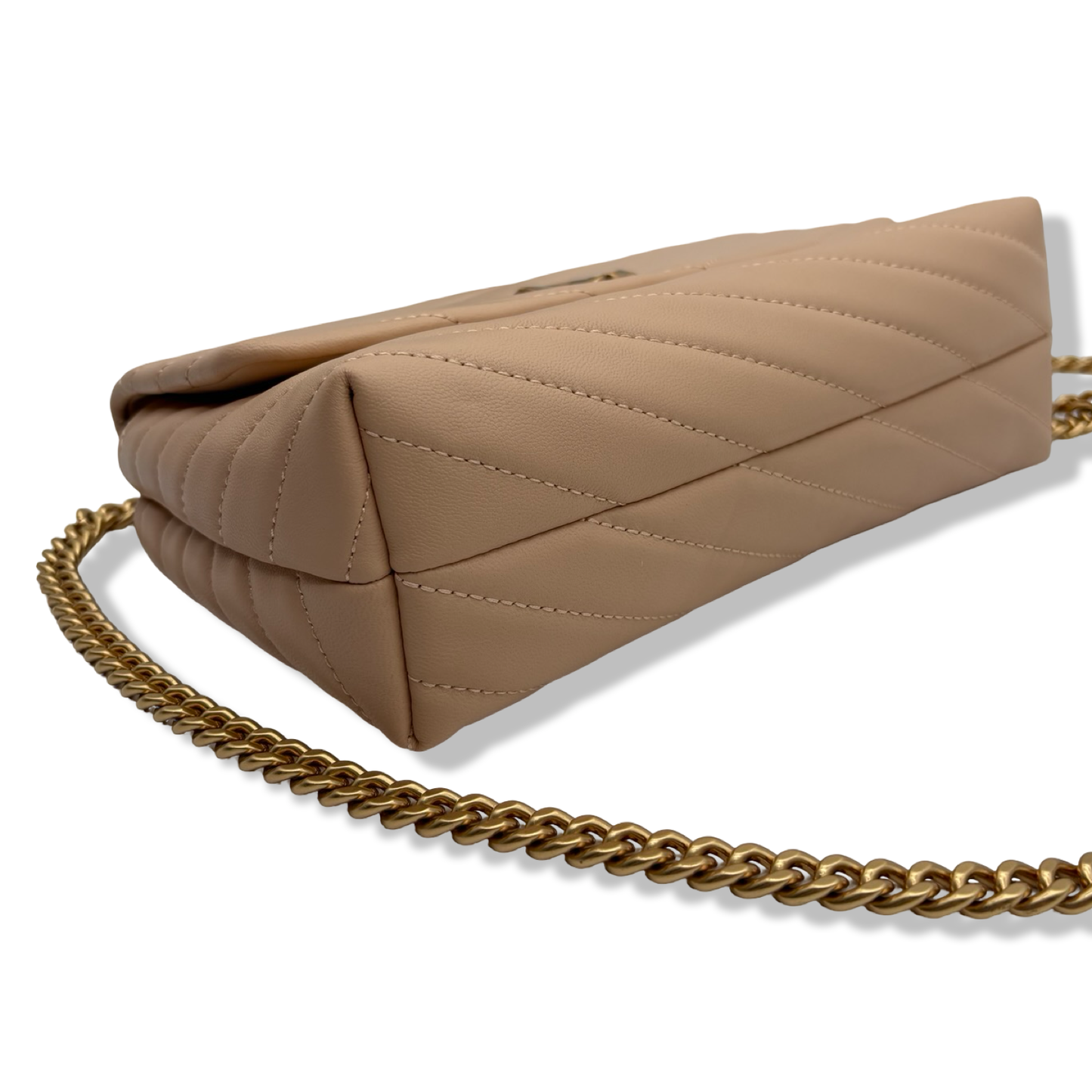 Pre-Owned Tory Burch Kira Chevron Small Shoulder Bag, Apricot - B0B17DXR6Q