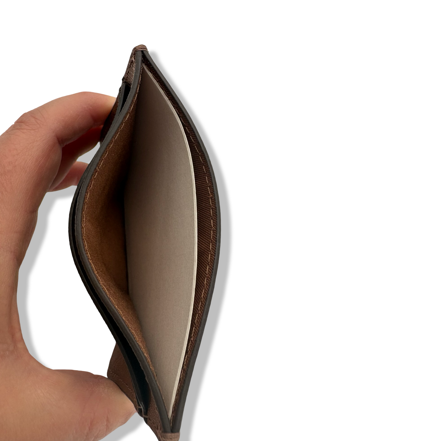 Pre-Owned Tory Burch Emerson Slim Card Case 136101 Moose 909 Brown - B0CB97T938
