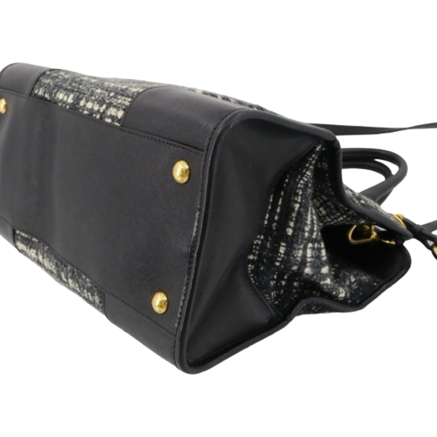 Pre-Owned Prada Tweed and Leather Crossbody Bag - P1016