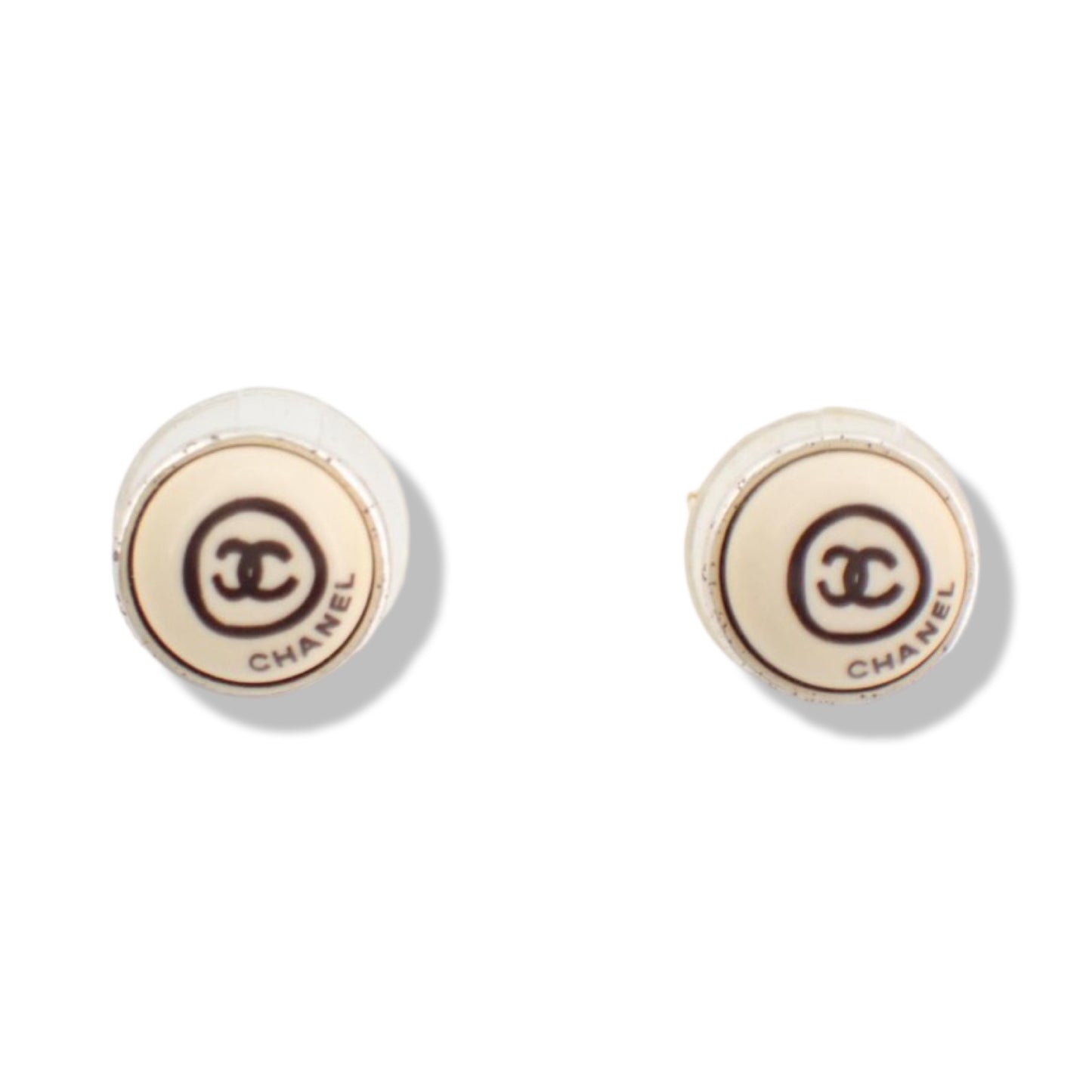 Pre-Owned Chanel Coco Button Pierced Earrings - CH1040
