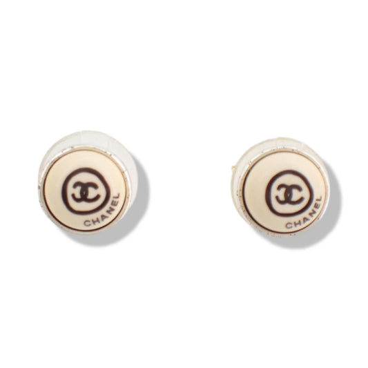 Pre-Owned Chanel Coco Button Pierced Earrings - CH1040