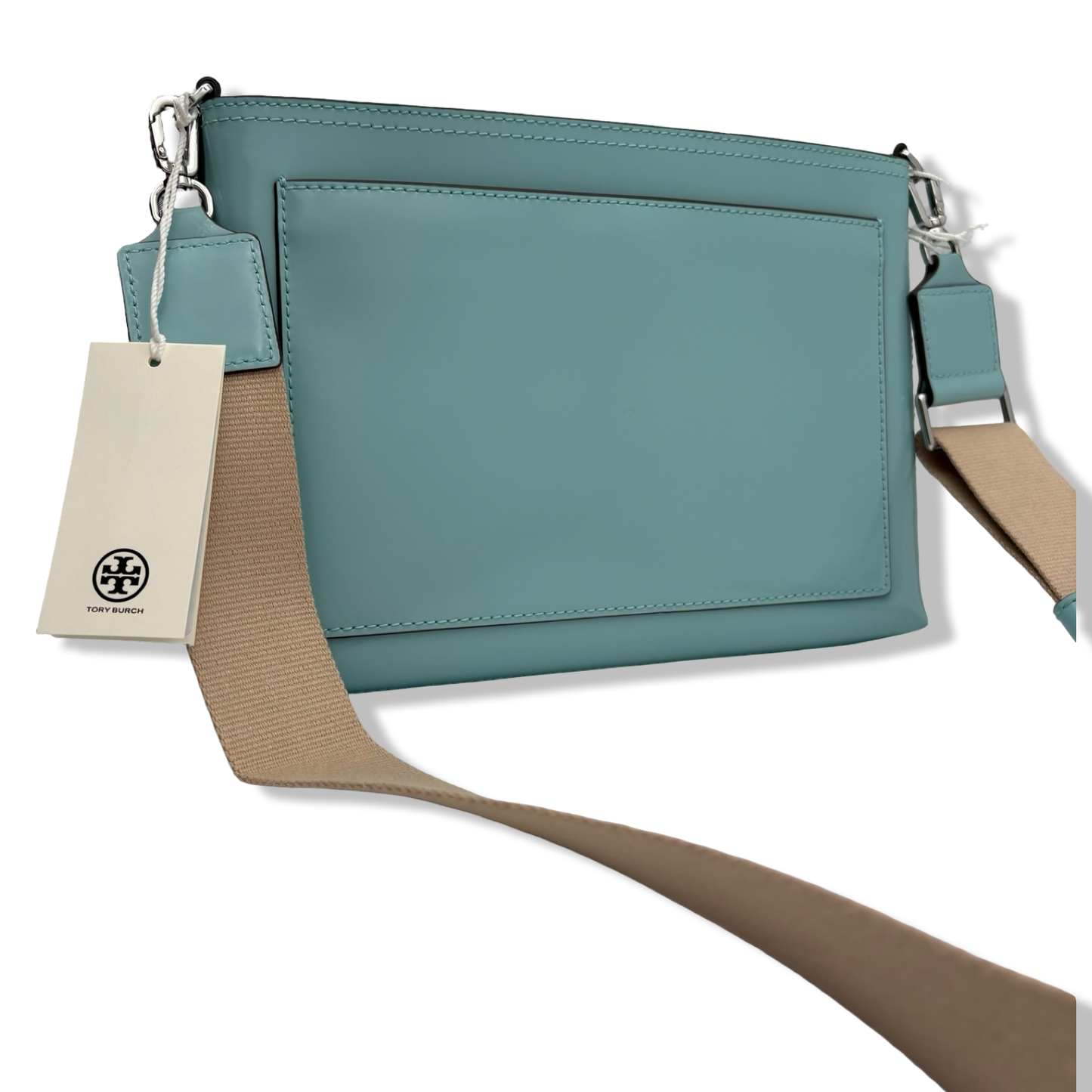 Pre-Owned Tory Burch Women's 168307 Blake Swingpack Patent Leather Crossbody Shoulder Bag (Angel Blue) - B0F84YWH5L