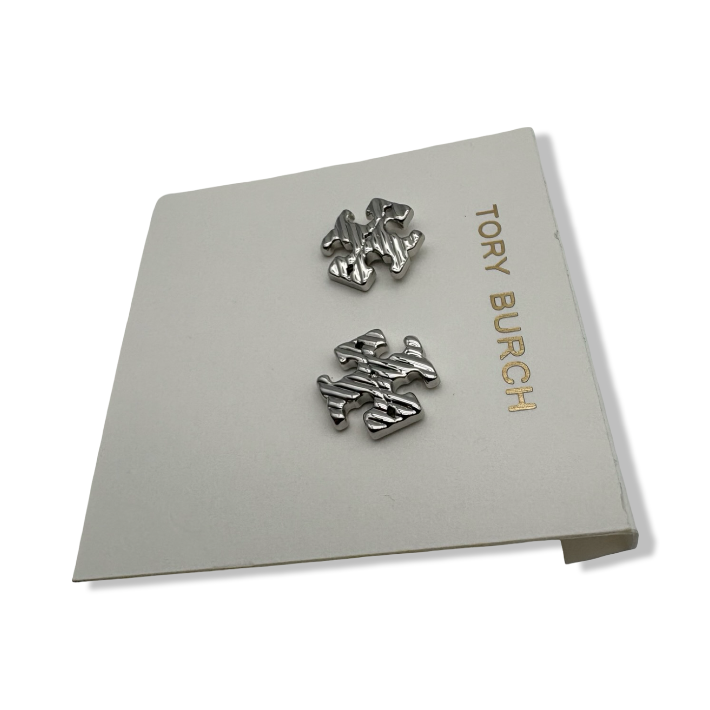 Pre-Owned Tory Burch Women's Textured Rope Logo Stud Earrings (Tory Silver) - B0FD45W5GZ