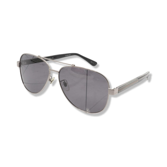 Pre-Owned Gucci Aviator Black and Silver with Red and Green Polarized Sunglasses - G1055