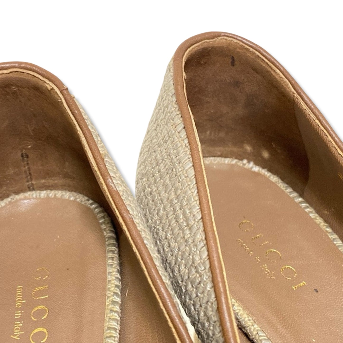 Pre-Owned Gucci Charlotte Horsebit Wedge Pumps - Size 36.5 - G1168