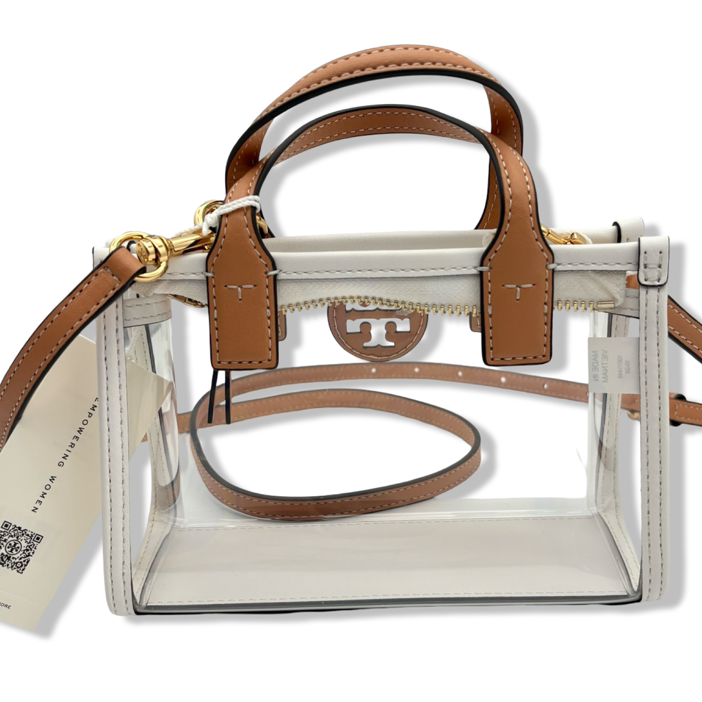 Pre-Owned Tory Burch Elle Gold-Tone Hardware Mini Nylon Tote Bag, Clear