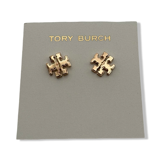 Pre-Owned Tory Burch Women's Small Logo Stud Earrings (Tory Gold) - B0BP8H36DK