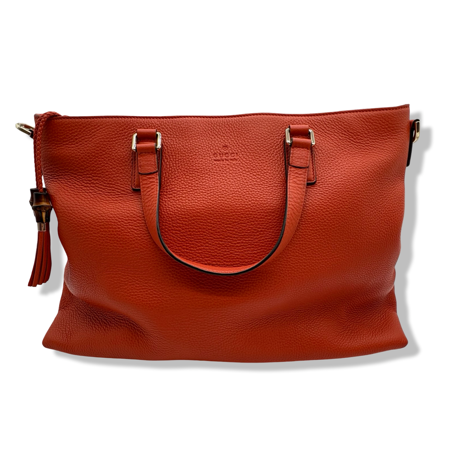 Pre-Owned Gucci Pebbled Leather Bamboo Tassel Tote  - G1189