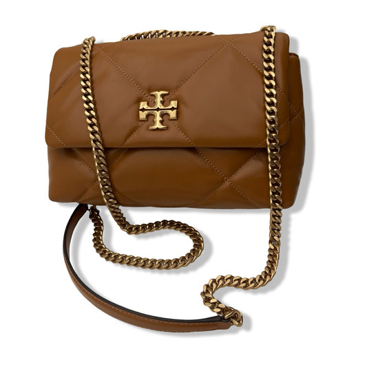 Pre-Owned Tory Burch Women's Kira Diamond Quilt Small Convertible Shoulder Bag, Tan, One Size - B0DCC6NNJ3