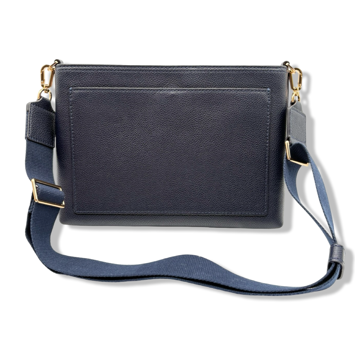 Pre-Owned Tory Burch Blake Swingpack Pebbled Leather Crossbody (Tory Navy)