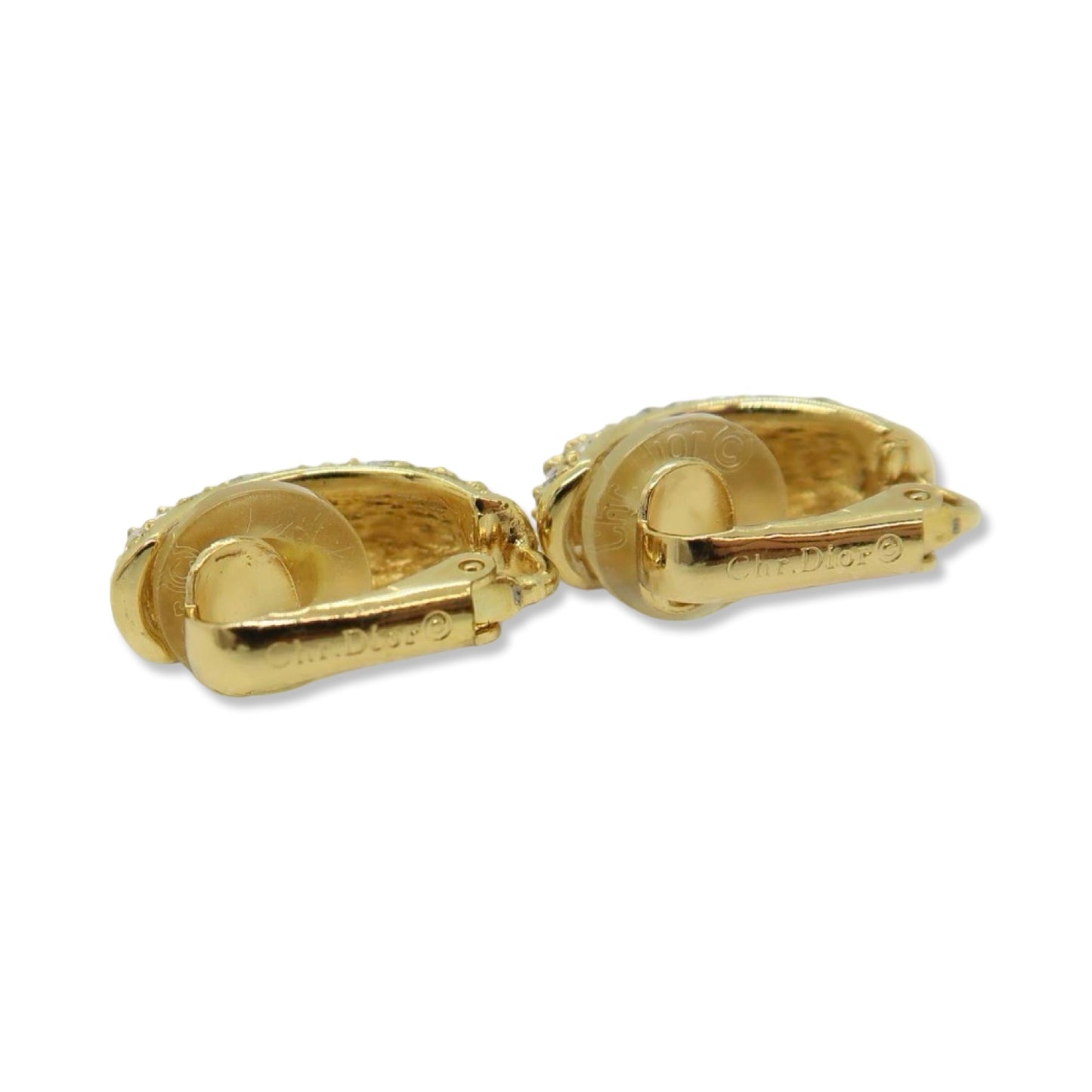 Pre-Owned Dior Clip on Earrings Gold Plated with Rhinestones - DIO1037