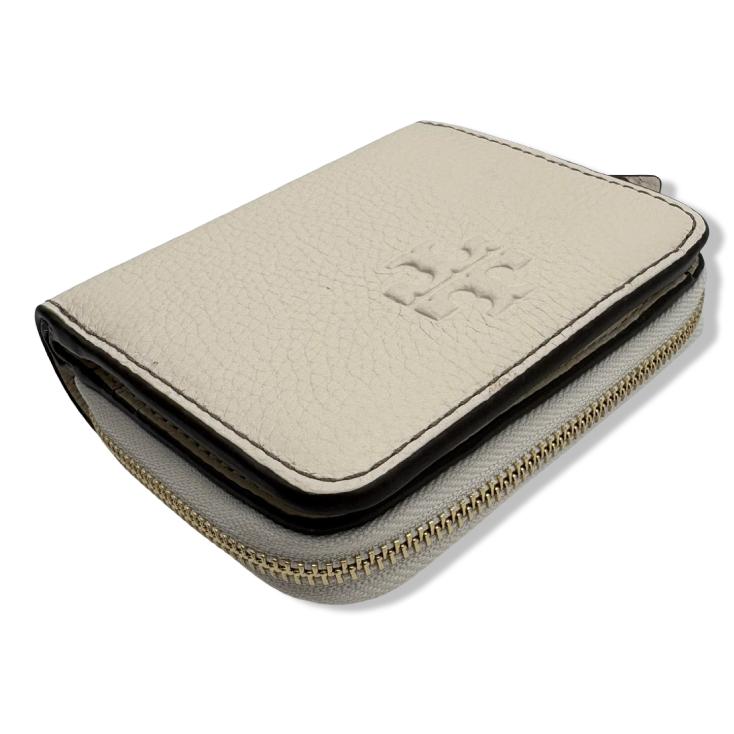Pre-Owned Tory Burch Thea Ivory Pebbled Leather Bifold Wallet