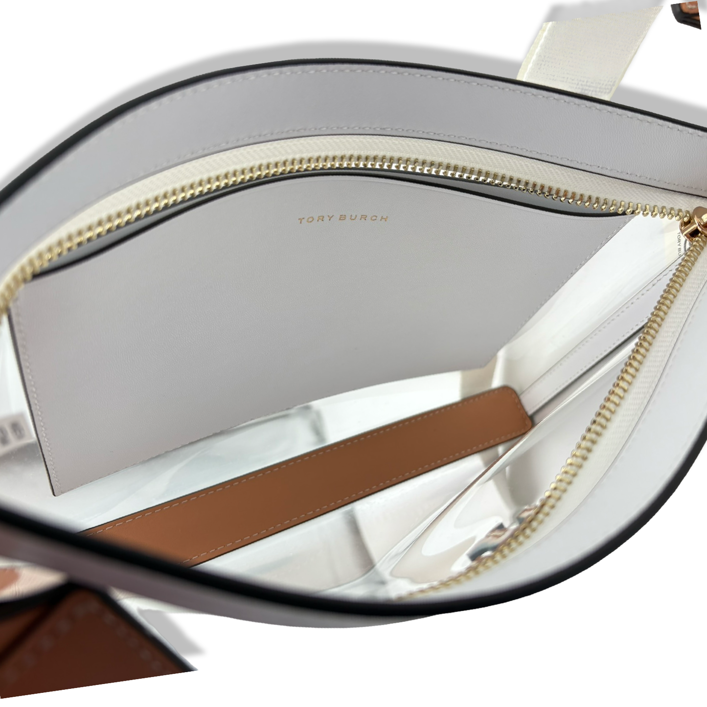 Pre-Owned Tory Burch Clear Optic White Leather Trim Crossbody