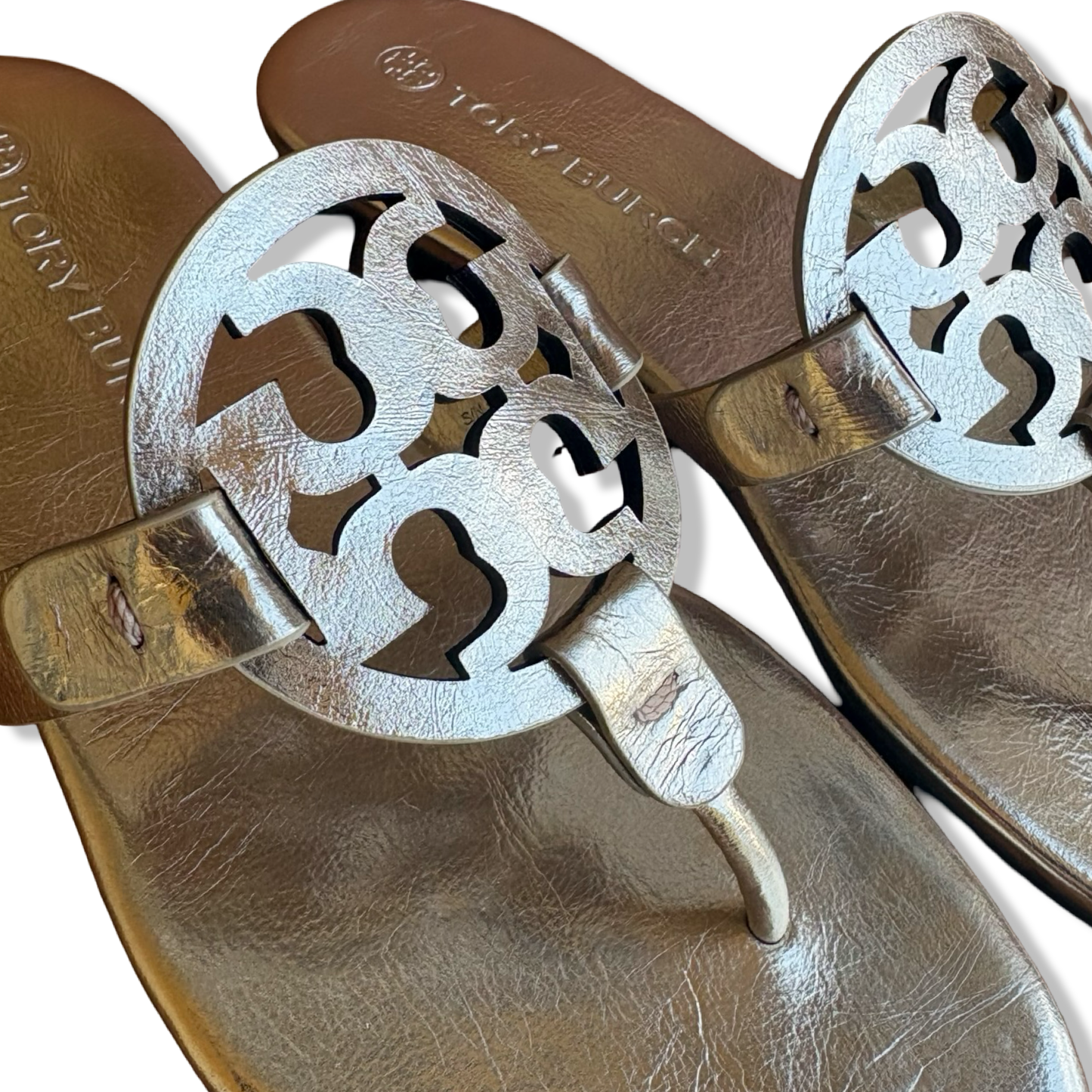 Pre-Owned Tory Burch Women's Miller Soft Sandals, Spark Gold, 7 Medium US - B09V7YZRR3