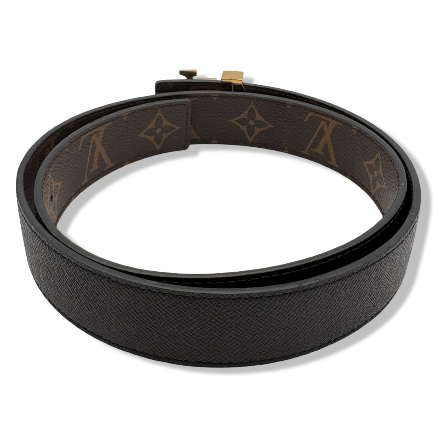 Pre-Owned Louis Vuitton Monogram Canvas and Black Reversible Leather Belt - Size 80 - LV2008