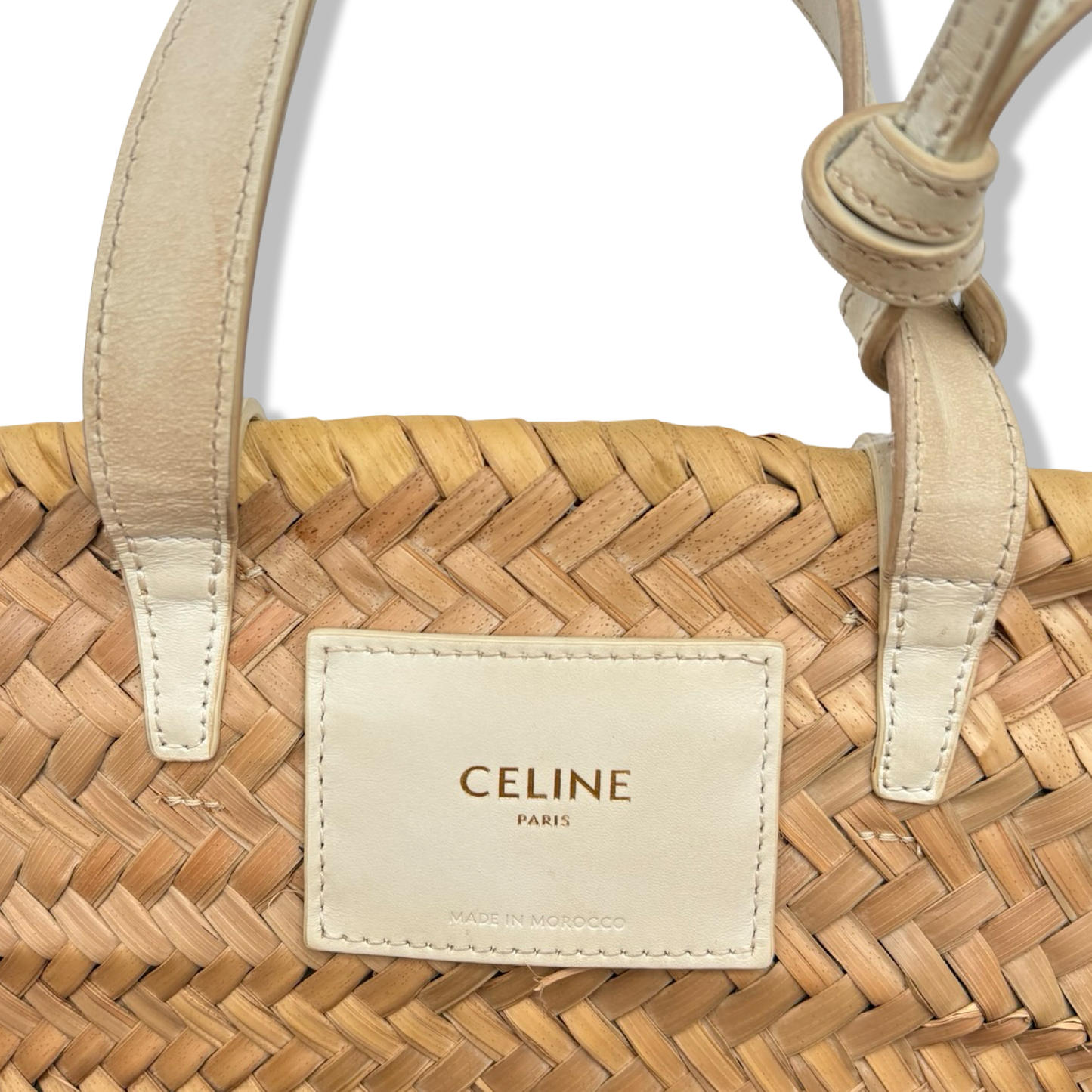 Pre-Owned Celine Triomphe Classic Panier in Raffia and Calfskin - CELINE1024