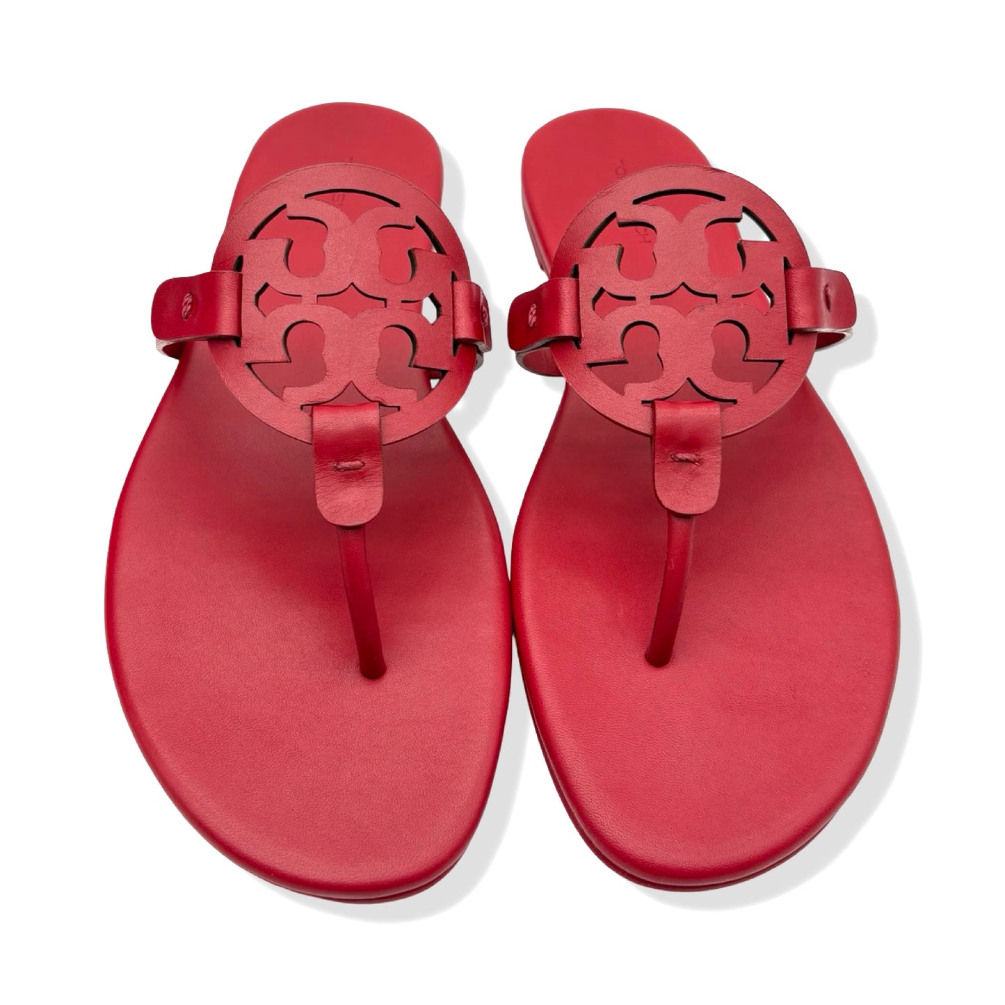 Pre-Owned Tory Burch Women's Miller Calf Leather Sandals Tory Red