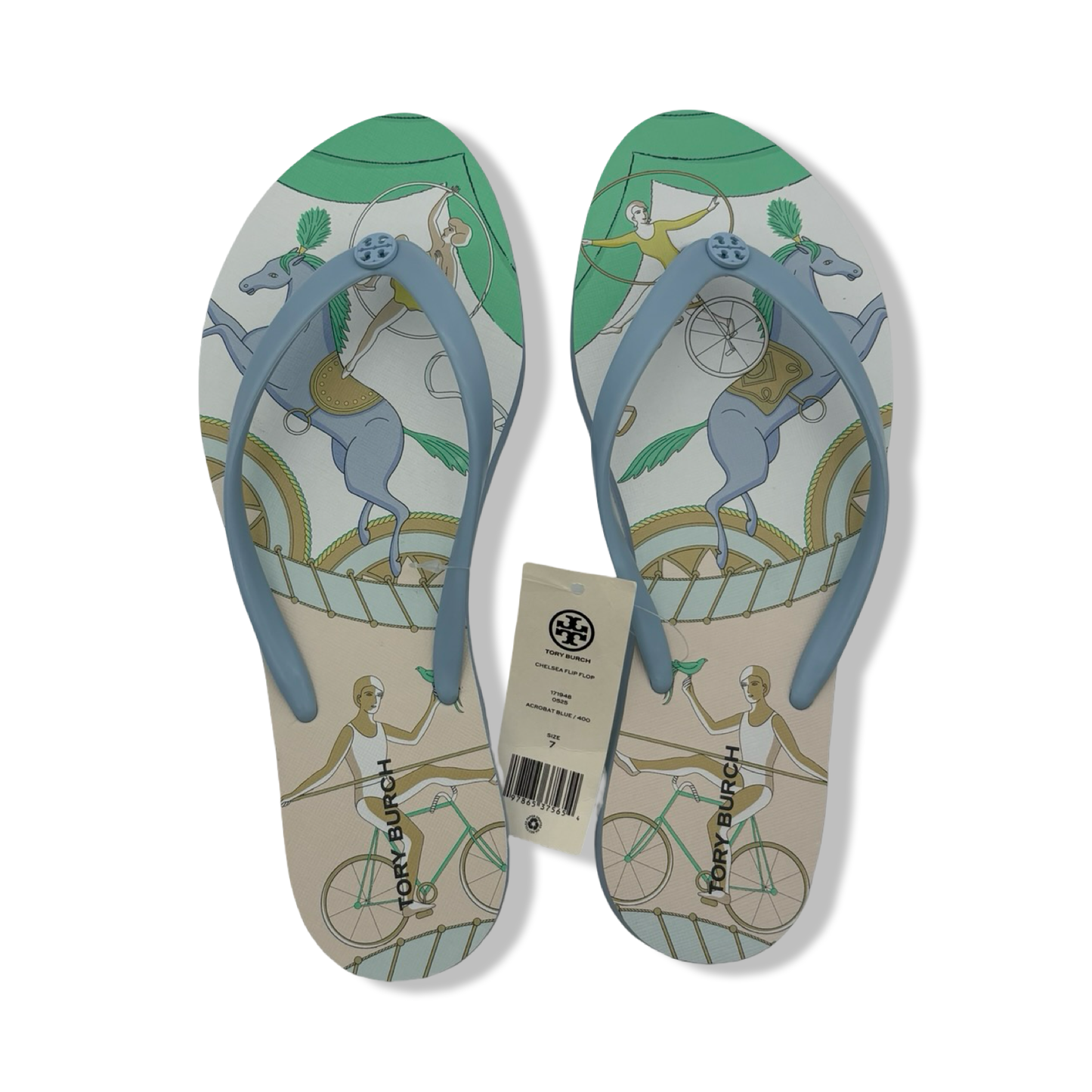 Pre-Owned Tory Burch Women's Chelsea Flip Flop Sandals 171948 (Acrobat Blue, US Footwear Size System, Adult, Women, Numeric, Medium, 7) - B0F63ZDMT4