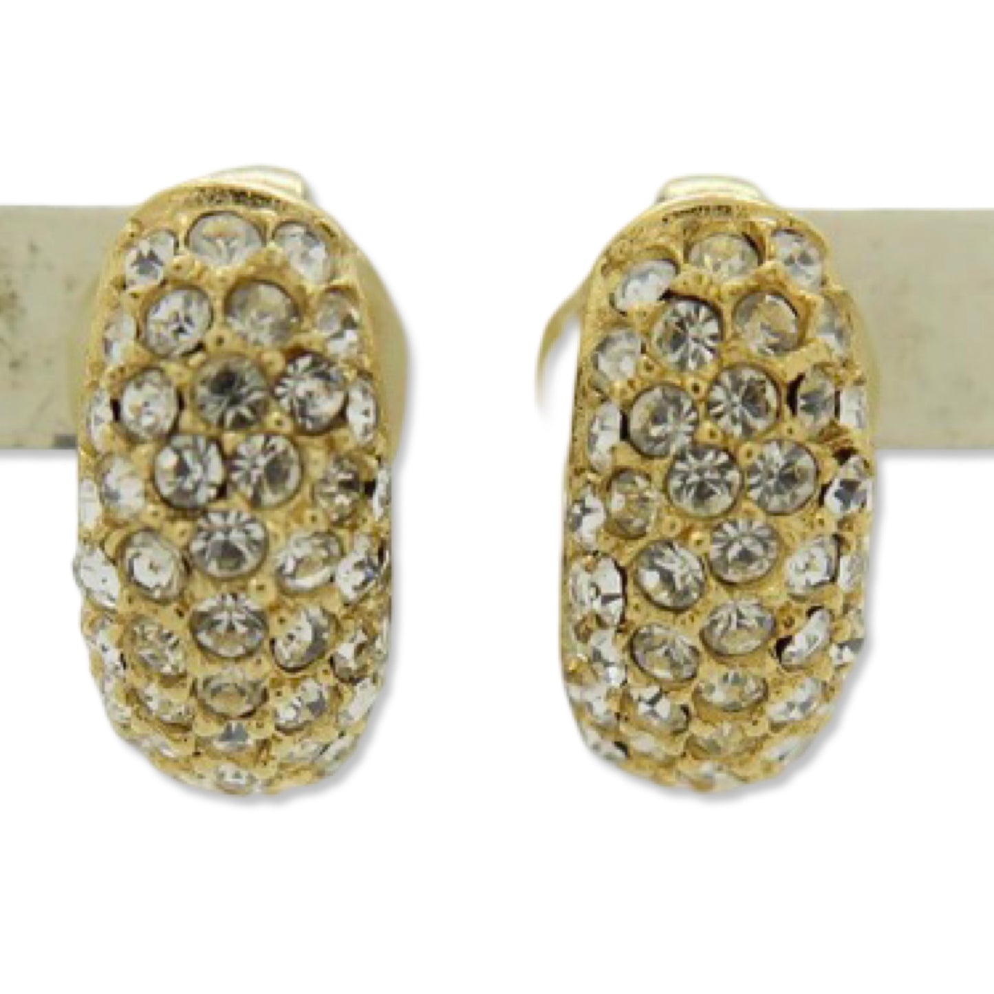 Pre-Owned Dior Clip on Earrings Gold Plated with Rhinestones - DIO1037